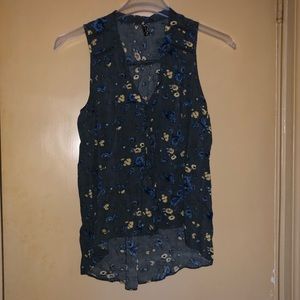Free People Floral Sleeveless Blouse Size Small